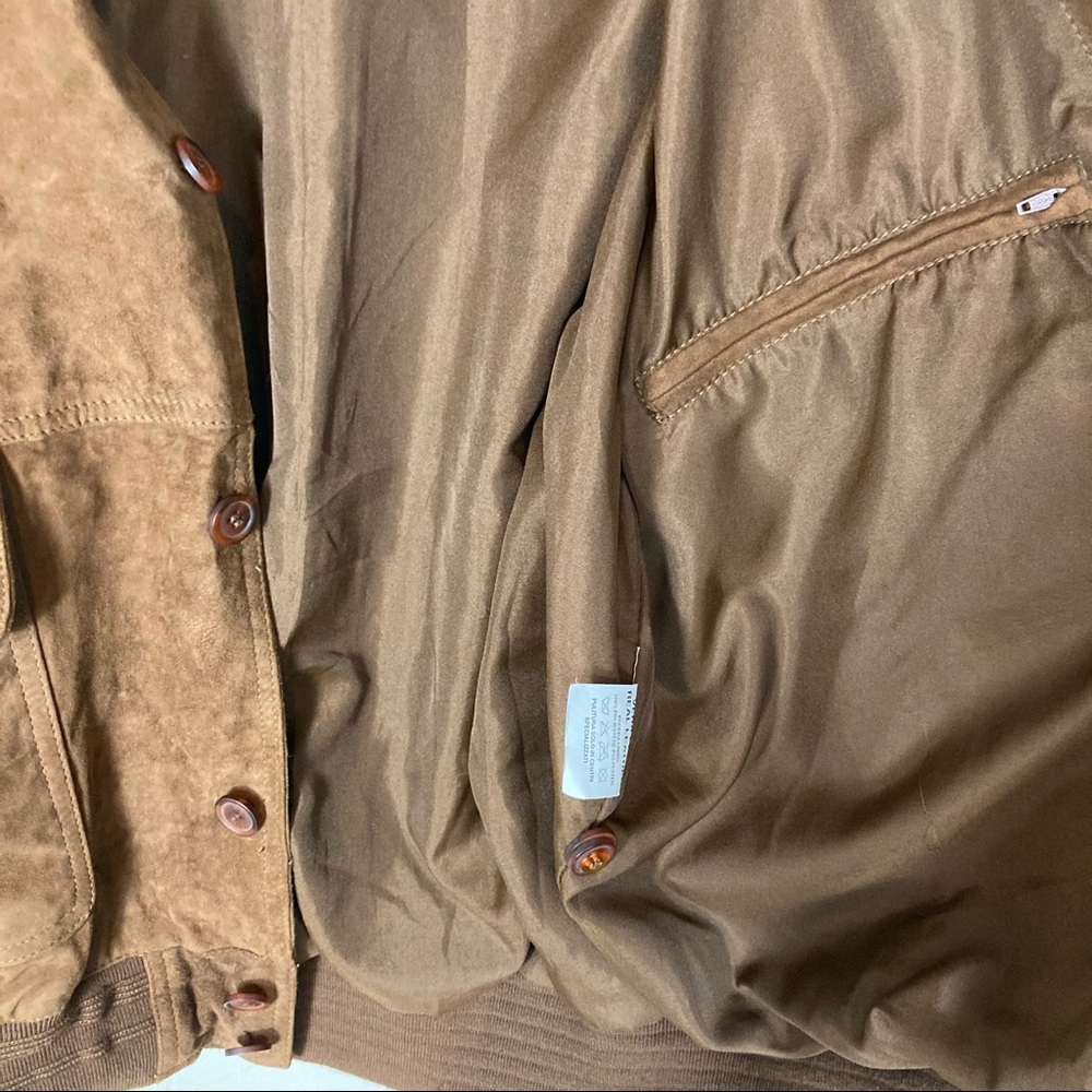 Vera Pelle Genuine Leather Suede Bomber Jacket - Picture 10 of 10